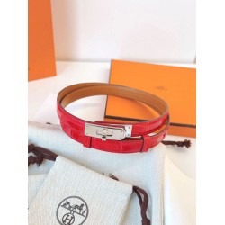 Replica Cintura Hermès Kelly 18 in alligatore rosso lucido Replica Cintura Hermès Kelly 18 in alligatore rosso lucido