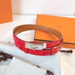 Replica Cintura Hermès Kelly 18 in alligatore rosso lucido Replica Cintura Hermès Kelly 18 in alligatore rosso lucido