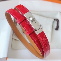 Replica Cintura Hermès Kelly 18 in alligatore rosso lucido