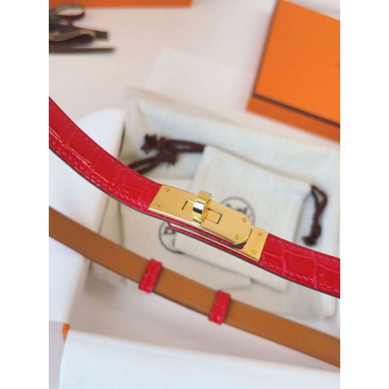 Replica Cintura Hermès Kelly 18 in alligatore rosso lucido Replica Cintura Hermès Kelly 18 in alligatore rosso lucido