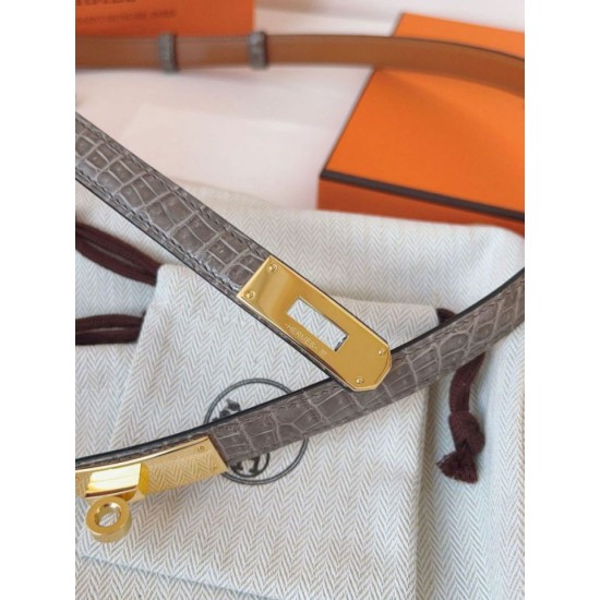 Replica Cintura Hermès Kelly 18 in alligatore lucido color tourterelle Imitazioni Replica Cintura Hermès Kelly 18 in alligatore lucido color tourterelle