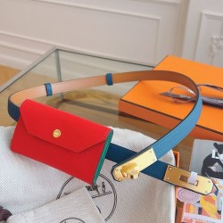 Replica Cintura Hermès Kelly Pocket 18 Cobalto e Pelle di Vitello Epsom Rossa