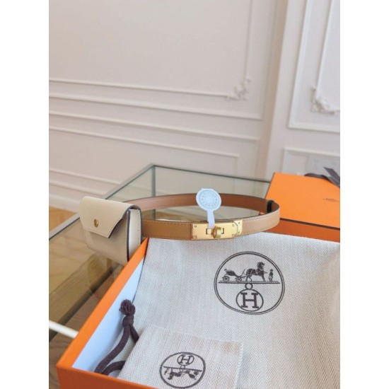 Replica Borsa Cintura Hermès Kelly Pocket 18 Biscuit e Pelle di Vitello Epsom Bianca