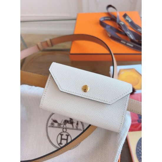 Replica Borsa Cintura Hermès Kelly Pocket 18 Biscuit e Pelle di Vitello Epsom Bianca