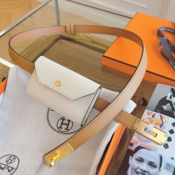 Replica Borsa Cintura Hermès Kelly Pocket 18 Biscuit e Pelle di Vitello Epsom Bianca