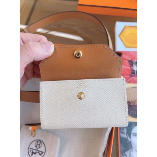 Replica Borsa Cintura Hermès Kelly Pocket 18 Biscuit e Pelle di Vitello Epsom Bianca