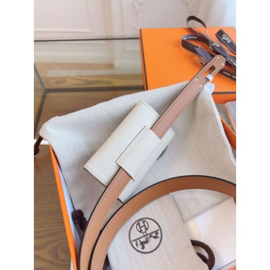 Replica Borsa Cintura Hermès Kelly Pocket 18 Biscuit e Pelle di Vitello Epsom Bianca