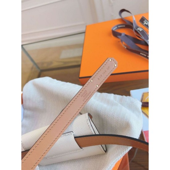 Replica Borsa Cintura Hermès Kelly Pocket 18 Biscuit e Pelle di Vitello Epsom Bianca