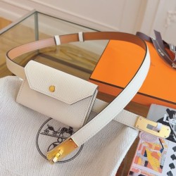 Replica Cintura Hermès Kelly Pocket 18 in vitello Epsom bianco