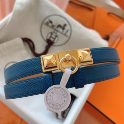 Replica Pari Hermès Rivale 18 Belt in Vitello Epsom Blu