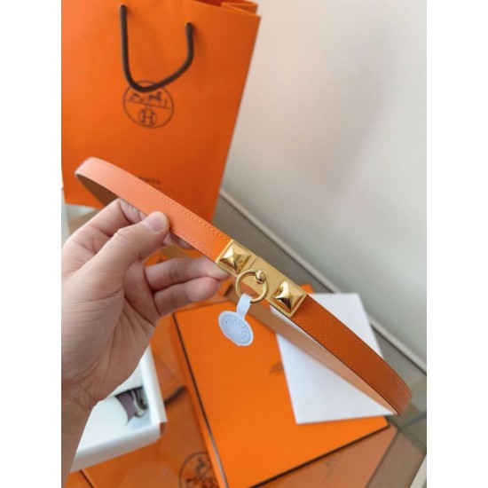 Replica Cintura Hermès Rivale 18 con fibbia Rivale pelle di vitello Epsom Arancione