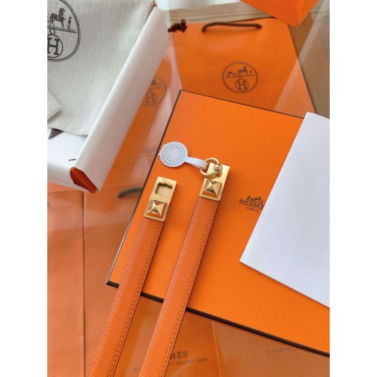 Replica Cintura Hermès Rivale 18 con fibbia Rivale pelle di vitello Epsom Arancione