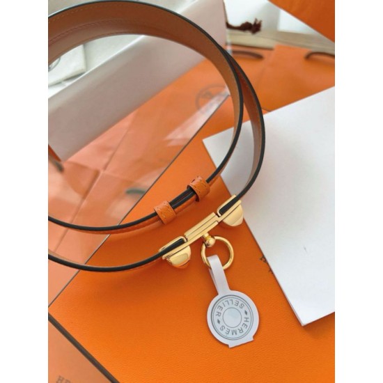 Replica Cintura Hermès Rivale 18 con fibbia Rivale pelle di vitello Epsom Arancione
