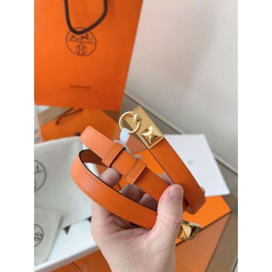 Replica Cintura Hermès Rivale 18 con fibbia Rivale pelle di vitello Epsom Arancione