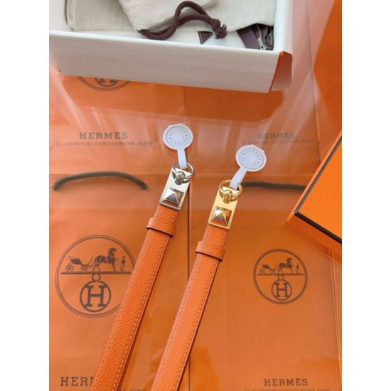 Replica Cintura Hermès Rivale 18 con fibbia Rivale pelle di vitello Epsom Arancione
