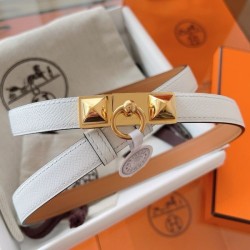 Replica Pari Cintura Hermès Rivale 18 con fibbia Rivale in vitello Epsom bianco