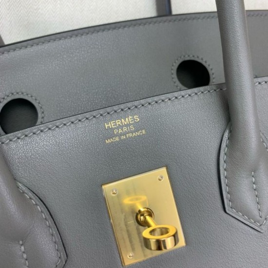 Replica Borsa a spalla Hermès Birkin Light 29 Etain in pelle di vitello Swift