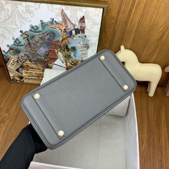 Replica Borsa a spalla Hermès Birkin Light 29 Etain in pelle di vitello Swift