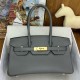 Replica Borsa a spalla Hermès Birkin Light 29 Etain in pelle di vitello Swift