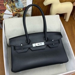 Replica Borsa a spalla Hermès Birkin Light 29 nera in pelle di vitello Swift