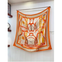 Scialle Hermès Etriers Fantaisie Arancione 140 Scialle Hermès Etriers Fantaisie Arancione 140