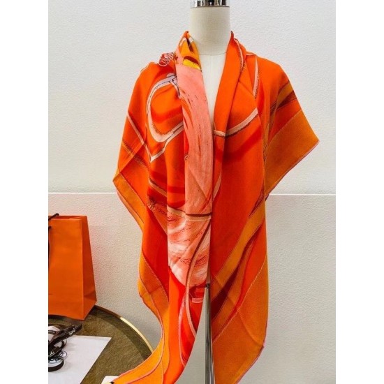 Replica falso Scialle Hermes Orange Projets Carres 140 Replica falso Scialle Hermes Orange Projets Carres 140