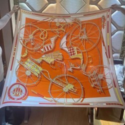 Replica Pari Scialle Hermès Arancione Carriages in Balance 140