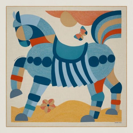 Replica Scialle Hermès Blu My First Galop 140 Imitazioni Replica Scialle Hermès Blu My First Galop 140