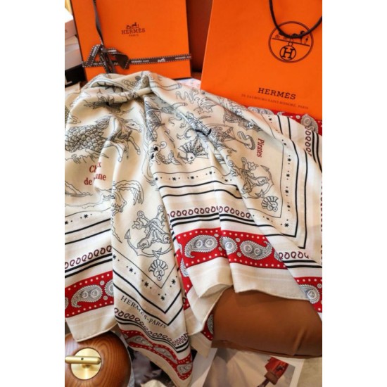 Replica Scialle Hermès Naturel Nautical Tattoos Bandana 140