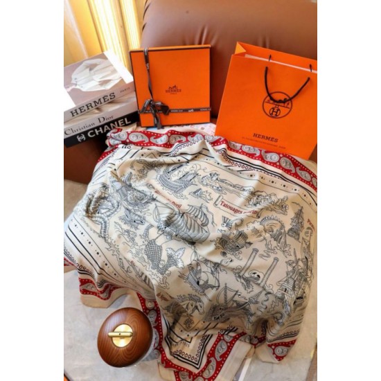 Replica Scialle Hermès Naturel Nautical Tattoos Bandana 140