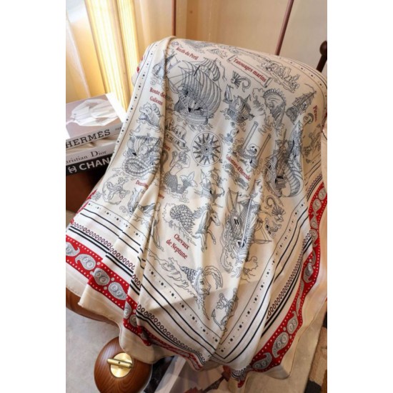 Replica Scialle Hermès Naturel Nautical Tattoos Bandana 140