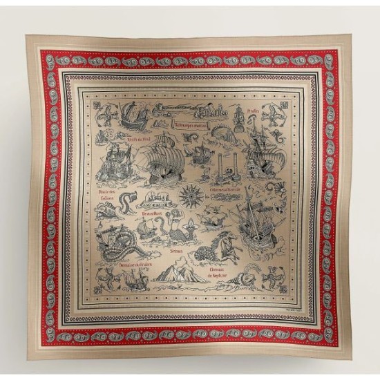 Replica Scialle Hermès Naturel Nautical Tattoos Bandana 140