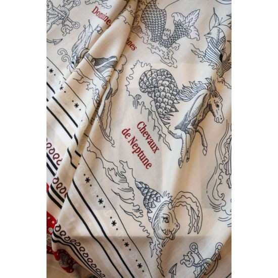 Replica Scialle Hermès Naturel Nautical Tattoos Bandana 140