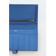 Replica Dettagli perfetti  Portafoglio lungo Hermès Bearn fatto a mano in pelle di vitello Epsom blu Francia