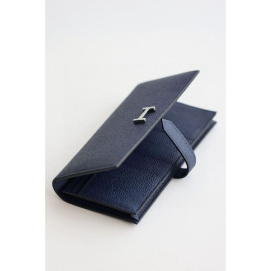 Replica Alta gamma Portafoglio lungo Hermès Bearn fatto a mano in pelle di vitello Epsom blu zaffiro Replica Alta gamma Portafoglio lungo Hermès Bearn fatto a mano in pelle di vitello Epsom blu zaffiro