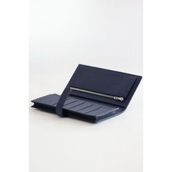 Replica Alta gamma Portafoglio lungo Hermès Bearn fatto a mano in pelle di vitello Epsom blu zaffiro Replica Alta gamma Portafoglio lungo Hermès Bearn fatto a mano in pelle di vitello Epsom blu zaffiro