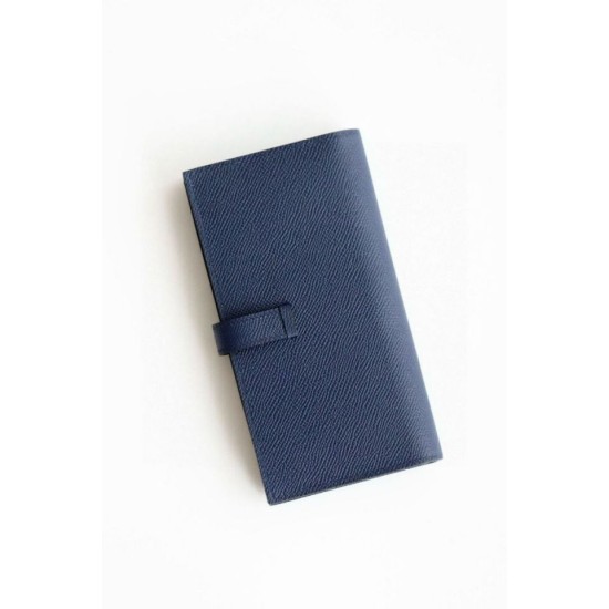 Replica Alta gamma Portafoglio lungo Hermès Bearn fatto a mano in pelle di vitello Epsom blu zaffiro Replica Alta gamma Portafoglio lungo Hermès Bearn fatto a mano in pelle di vitello Epsom blu zaffiro