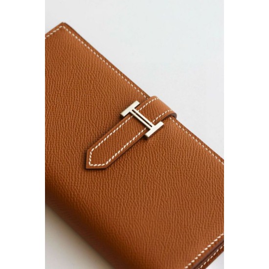 Replica Portafoglio lungo Hermès Bearn fatto a mano in pelle di vitello Epsom oro Imitazioni Replica Portafoglio lungo Hermès Bearn fatto a mano in pelle di vitello Epsom oro
