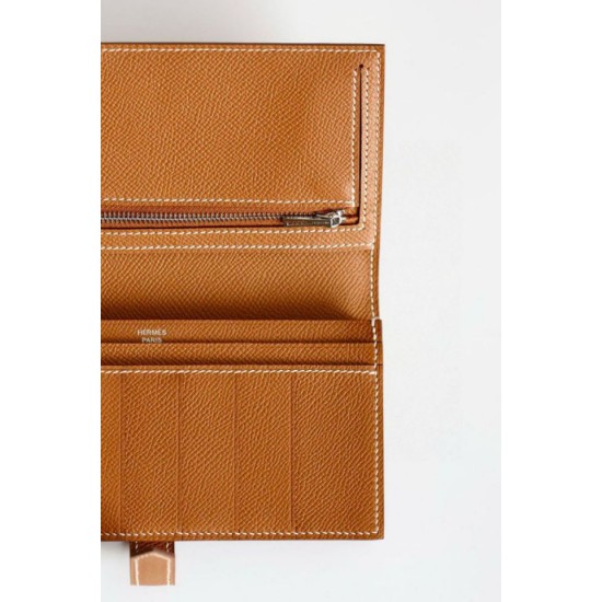 Replica Portafoglio lungo Hermès Bearn fatto a mano in pelle di vitello Epsom oro Imitazioni Replica Portafoglio lungo Hermès Bearn fatto a mano in pelle di vitello Epsom oro