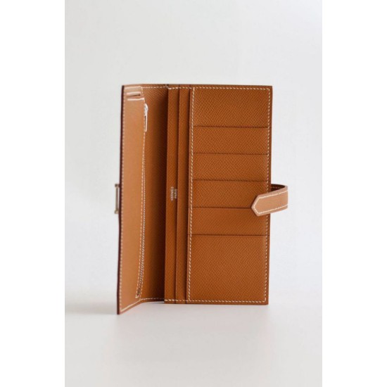 Replica Portafoglio lungo Hermès Bearn fatto a mano in pelle di vitello Epsom oro Imitazioni Replica Portafoglio lungo Hermès Bearn fatto a mano in pelle di vitello Epsom oro