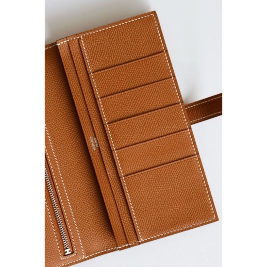 Replica Portafoglio lungo Hermès Bearn fatto a mano in pelle di vitello Epsom oro Imitazioni Replica Portafoglio lungo Hermès Bearn fatto a mano in pelle di vitello Epsom oro