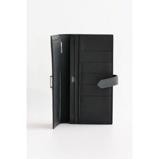 Replica Alta gamma Portafoglio lungo Hermès Bearn fatto a mano in pelle di vitello Epsom nera Imitazioni Replica Alta gamma Portafoglio lungo Hermès Bearn fatto a mano in pelle di vitello Epsom nera