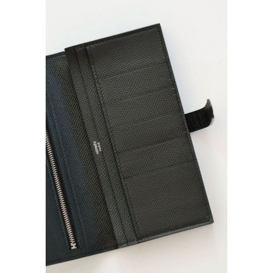 Replica Alta gamma Portafoglio lungo Hermès Bearn fatto a mano in pelle di vitello Epsom nera Imitazioni Replica Alta gamma Portafoglio lungo Hermès Bearn fatto a mano in pelle di vitello Epsom nera