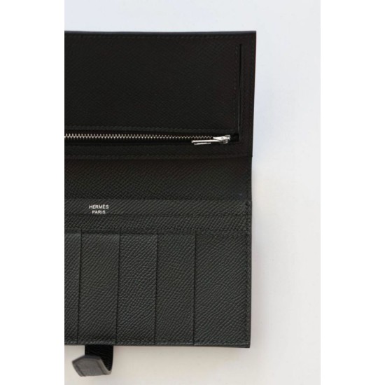 Replica Alta gamma Portafoglio lungo Hermès Bearn fatto a mano in pelle di vitello Epsom nera Imitazioni Replica Alta gamma Portafoglio lungo Hermès Bearn fatto a mano in pelle di vitello Epsom nera