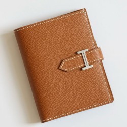 Replica Pari Portafoglio compatto Hermès Bearn fatto a mano in pelle di vitello Epsom oro
