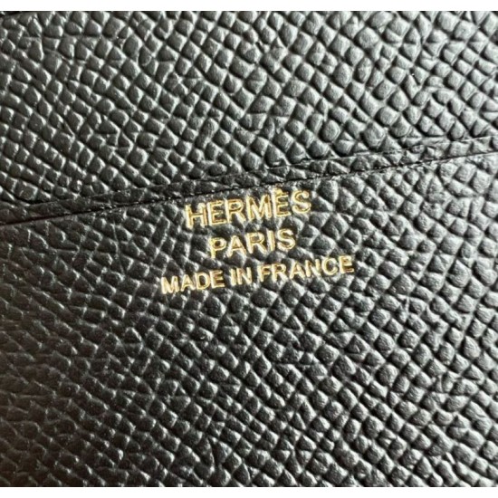 Replica di alta qualità Portafoglio Hermes Bearn ripiegabile fatto a mano Epsom nero Imitazioni Replica di alta qualità Portafoglio Hermes Bearn ripiegabile fatto a mano Epsom nero
