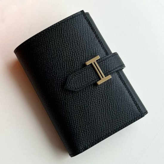 Replica di alta qualità Portafoglio Hermes Bearn ripiegabile fatto a mano Epsom nero Imitazioni Replica di alta qualità Portafoglio Hermes Bearn ripiegabile fatto a mano Epsom nero