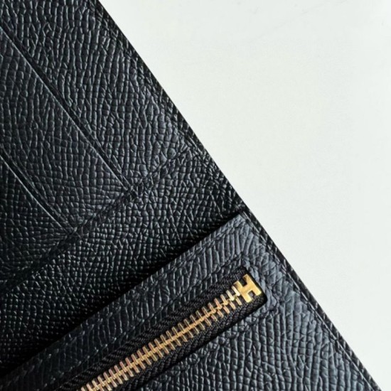 Replica di alta qualità Portafoglio Hermes Bearn ripiegabile fatto a mano Epsom nero Imitazioni Replica di alta qualità Portafoglio Hermes Bearn ripiegabile fatto a mano Epsom nero