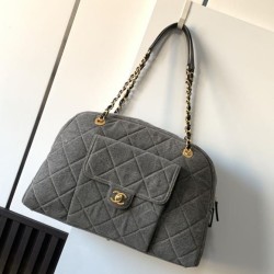 Borsa da bowling maxi in denim AS4812 Replica Replica Perfette Borsa da bowling maxi in denim AS4812 imitazioni