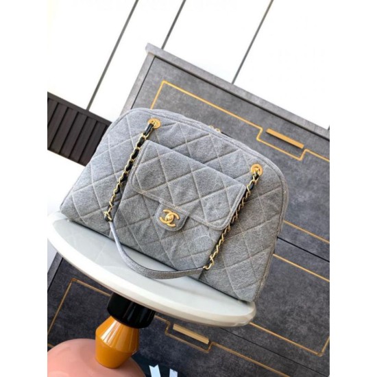 Borsa da bowling maxi in denim AS4812 Replica Replica Perfette Borsa da bowling maxi in denim AS4812 imitazioni